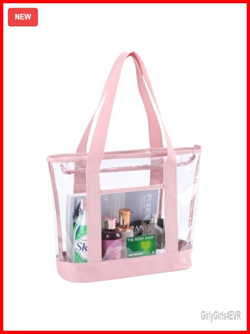 Heavy-Duty PVC Clear Tote Bag Transparent See Through for Work School Travel